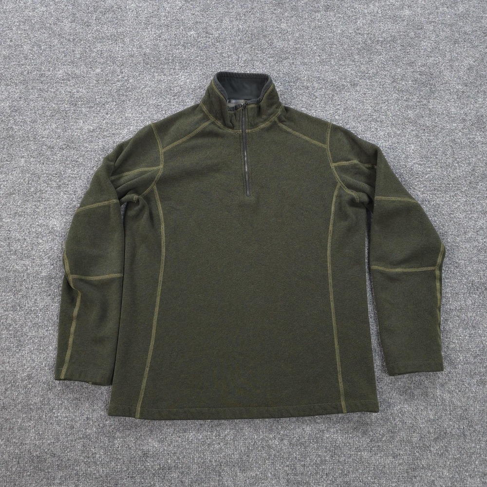 Kuhl Sweater Mens Small Green Revel 1/4 Zip Fleece Hiking Camp Performance Layer